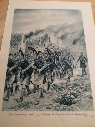 Wwi Antique Print After Langemarck April 1915 Canadian Scottish Through Ypres