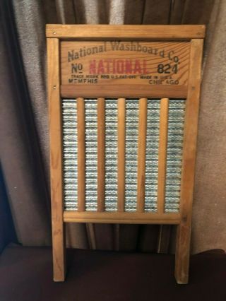 National Washboard Co.  No.  824 Washboard Sign By " The Silver King " Usa Made In Mem