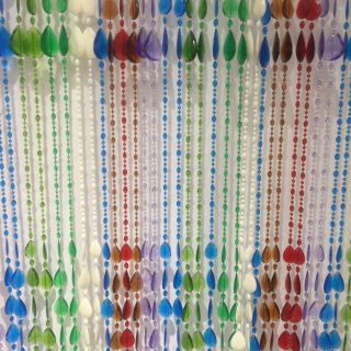 True Vintage Hippie Colorful Beaded Curtain 61 Strands 78” Long Plastic Beads