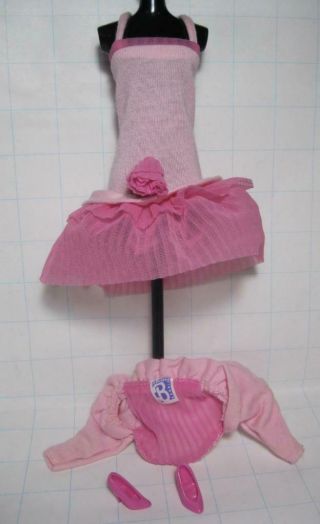 Vintage Barbie Doll Purple Label Pink Knit Ruffle Dinner Date Dress Jacket Shoes