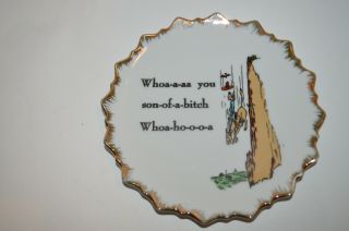 Vintage Artmark Gold Rimmed " Whoaa You Son - Of - A - Bitch " Decorative Horse Plate