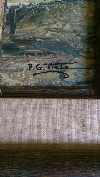 Vintage Signed P.  G.  Tiele Framed Oil Painting Sailboat Scene Canvas  2