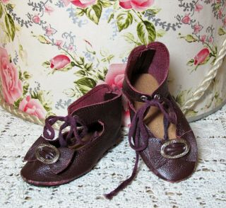 Leather Doll Shoes Antique German French Doll 3 1/4” Long X 1 1/2”wide Kestner