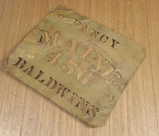 Fancy Maine 456 Bladwins Brass Apple Box Crate Stencil Vintage Sign Advertising 7