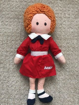 Vintage Annie Doll Plush 1977 By Knickerbocker 16 Inch Orphan Annie In Red Dress