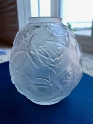 . 1930s Antique Art Deco Verlys Butterfly / Moth Glass Vase