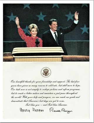 President Ronald Reagan And Nancy White House Thank You Card