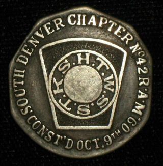 Sterling Silver Masonic Shekel South Denver Chapter.