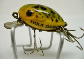 Vintage Fishing Lure,  Arbogast Hula Dancer,  Frog Yellow Eye Shadow