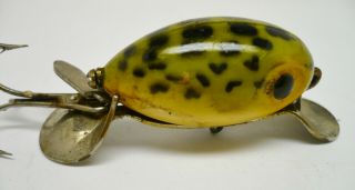 Vintage Fishing Lure,  Arbogast Hula Dancer,  Frog Yellow Eye Shadow 2