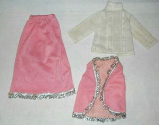 Vintage Ideal Crissy Kerry Brandi Tressy Doll Pink Skirt Vest Blouse Silver Trim