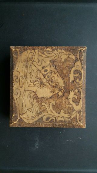 Antique Engraved Etched Wooden Storage Trinket Box