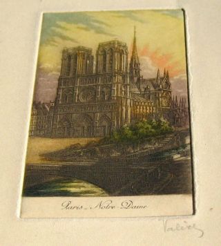 Notre Dame Antique French Signed Etching 3 Of 4 Paris France