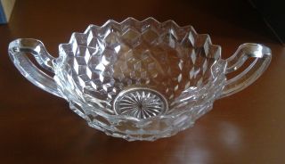 Antique Fostoria American Handled Trophy Bowl Clear - Blacklight 3