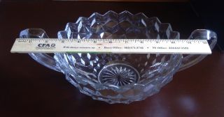 Antique Fostoria American Handled Trophy Bowl Clear - Blacklight 7