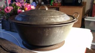 1880s Antique Kitchen Cookware Primitive Kitchen Decor Tin Ware Bread Rising Pan