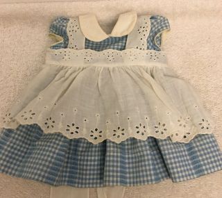 Vintage Mattel Chatty Cathy Doll Blue Gingham Dress With Apron