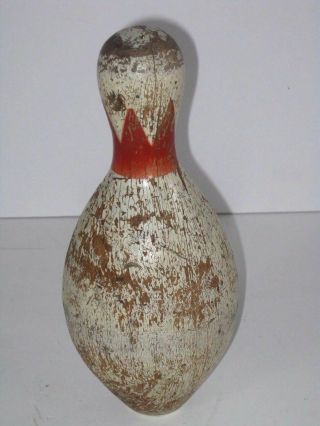Antique Brunswick Red Crown Wood Duck Pin Bowling Pin Red Band