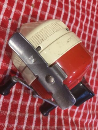 Vintage Zebco 202 Red And White Reel 3