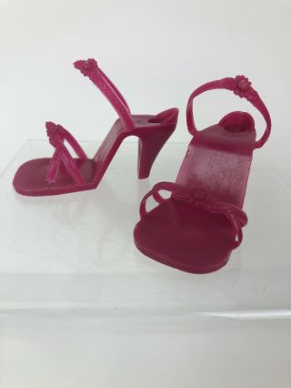 Vintage Dark Pink High Heel Doll Shoes For 24” - 26” Grocery Store Dolls