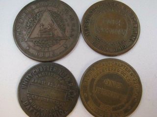 Group Of 4 Ohio Masonic Chapter Penny Token Medal