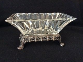 F B Rogers Silver Company Base With Removable Lead Crystal Serving Dish