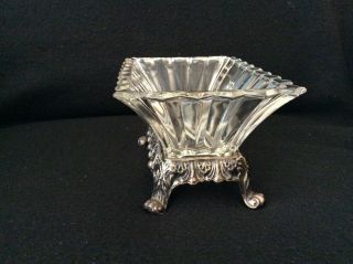 F B ROGERS SILVER COMPANY BASE WITH REMOVABLE LEAD CRYSTAL SERVING DISH 2