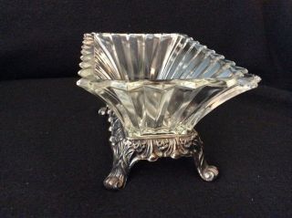 F B ROGERS SILVER COMPANY BASE WITH REMOVABLE LEAD CRYSTAL SERVING DISH 4