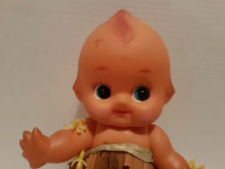 Vintage Kewpie Doll 11.  5 Inches Girl Doll Japan Hawaiian Outfit Squeaky Rubbery