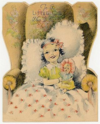 Paper Doll Greeting Cd - For A Little Girl Who Is Ill 1930s