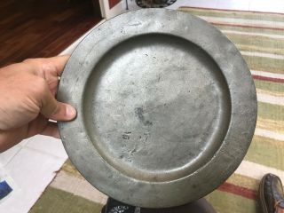 18th Century Pewter Plate Tudor Rose Crown & Other Maker Marks Well