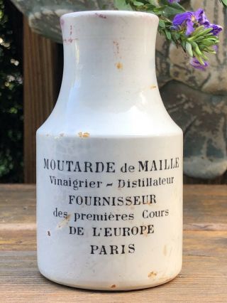 Antique French Moutarde De Maille Mustard Jar Crock