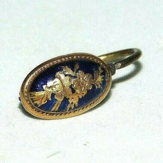 Fine,  Antique,  Victorian Blue Enamel 9ct Gold Single Earring Pendant