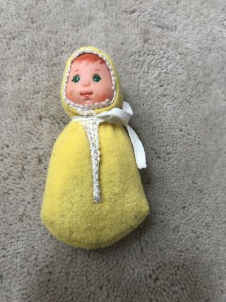 Vintage 1979 Mattel Baby Beans Doll Mama Beans Baby Doll Yellow 4”