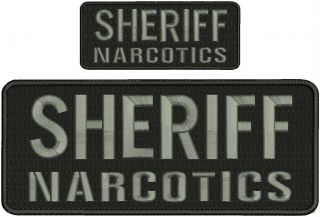 " Sheriff Narcotics " Embroidery Patch 4x10 And 2x5 Inches Hook Grey Letters