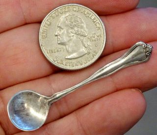 Antique Watrous Vintage Sterling Silver Miniature Open Salt Dish Cellar Spoon