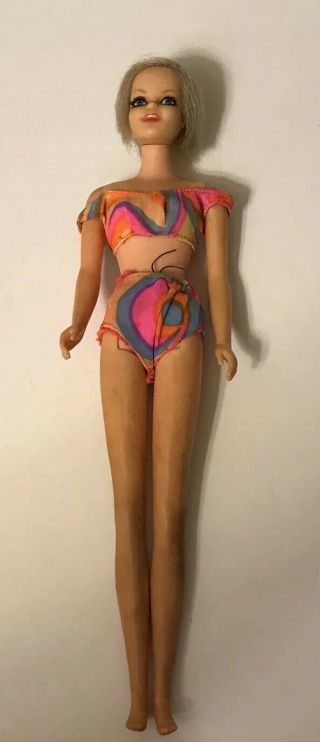 Mod Vintage Twiggy Barbie Doll & 1788 Scuba - Dos Swimsuit Outfit