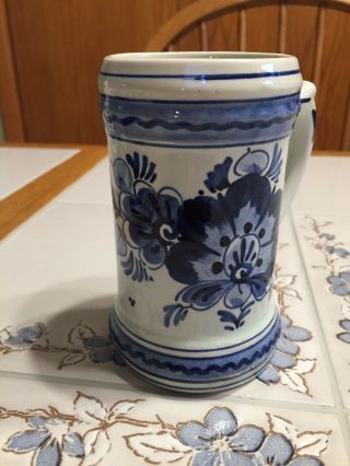 Vintage Antique Blue Delft Hand Painted Made In Holland Cup Mug With Handle