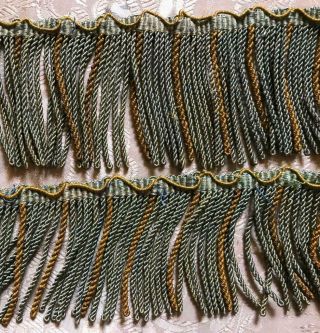1.  8m 19th Century French Silk & Gold Thread Passementerie Bullion Trim 419