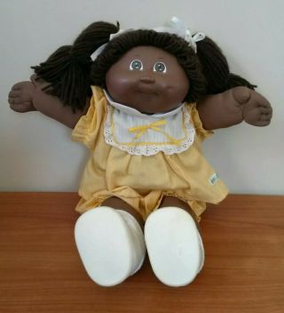 Vintage 1982 Cabbage Patch African American Black Doll With Yellow Outfit
