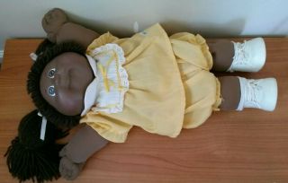Vintage 1982 Cabbage Patch African American Black Doll with Yellow Outfit 2