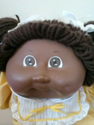 Vintage 1982 Cabbage Patch African American Black Doll with Yellow Outfit 7