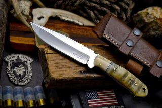 Cfk Custom Handmade 1095 White Sheep Horn - Bone Hunting Skinning Camp Blade Knife