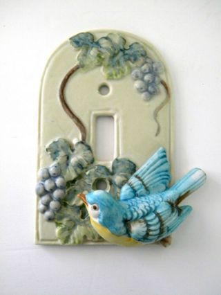 Vintage Takahashi Ceramic Switch Plate Cover Exotic Bird