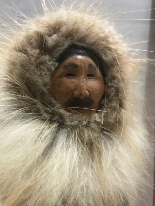 VTG.  Eskimo Wood Doll REAL FUR Muth Palmer Alaska Handcrafted Princess Cruise 2