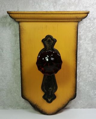 Wall Hook Plaque With Vintage Style Door Knob Gold Color Black With Metal Accent