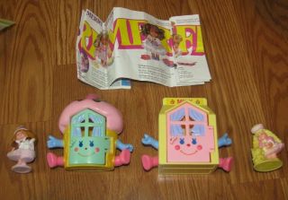 Vtg 1989 Mattel Cherry Merry Muffin Miniatures Houses Cupcake Toy Doll 4 Pc Set