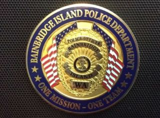Scarce Error Bainbridge Island Police Department Challenge Coin Washington Wa
