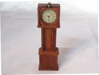 Vintage Dollhouse Miniature Grandfather Clock - Weighted And - (