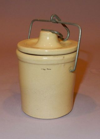 Vintage Stoneware Crock With Snap On Lid In Vv